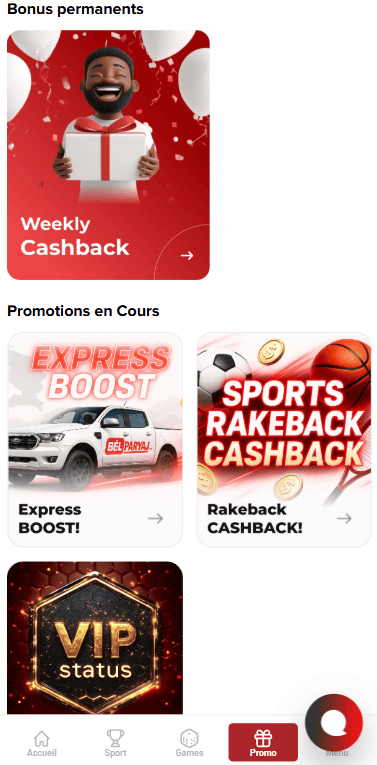 Page des bonus et promotions de Bel Paryaj — bonus de bienvenue, cashback et tours gratuits